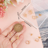 10Pcs Brass Micro Pave Clear Cubic Zirconia Flower Wreath Stud Earring Findings, with Vertical Loops & 10Pcs Friction Ear Nuts, Real 18K Gold Plated, 14x12mm, Hole: 0.8mm, Pin: 0.8mm