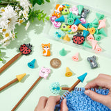Animal Silicone Knitting Needle Stoppers, Knitting Needle Point Protectors, for Knitting Needles Crocheting Projects, Mixed Color, Silicone Beads: 27~35x19~32x8.5~10mm, Hole: 2mm, 14pcs; Protectors: 22x17mm, Hole: 6mm, 30pcs