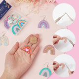 16Pcs 8 Styles Rainbow Acrylic Charm Dangle Earring Making Kits, with 30Pcs Brass Open Jump Rings and 20pcs Brass Earring Hooks, Mixed Color, Pendants: 28.5~38x32.5~40x2~3mm, Hole: 1.4~1.8mm, 2pcs/style