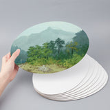 Wood and Linen Painting Canvas Panels, Blank Drawing Boards, for Oil & Acrylic Painting, Oval, White, 20x30x0.3cm