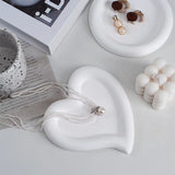 3Pcs 3 Style Resin Jewelry Storage Plate, Photography Props, Home Display Decoration, Heart & Cloud & Flower, White, 65~96x94~101x9~9.5mm, Inner Diameter: 46~70x66~84mm, 1pc/style