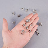 116Pcs 29 Styles Tibetan Style Alloy Tube Bails, Loop Bails, Mixed Shapes, Antique Silver, 6~15x4~11x4~10mm, Hole: 1.5~6mm