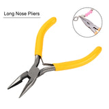 1Pc 45# Steel Jewelry Pliers, Needle Nose Pliers, Chain Nose Pliers, with Plastic Handle, Yellow, 12x8.4x0.85cm