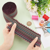 Polyester Elastic Cords, for DIY Accessories, Flat with Wave Pattern, Colorful, 63mm