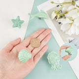 Porcelain Drawer Knobs, with Zinc Alloy Finding and Iron Screw, for Home, Cabinet, Cupboard and Dresser, Mixed Shapes, Sea Green, 4sets/bag