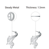 Iron Hanging Decors, Metal Art Wall Decoration, Musical Note, for Living Room, Home, Office, Garden, Kitchen, Hotel, Balcony, with Wall Anchor & Screw, Silver Color Plated, 280x180x1.5mm