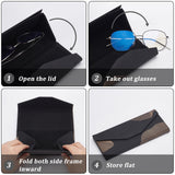 2Pcs PU Leather Eyeglasses Storage Case, Portable Sunglass Case, Rectangle with Fingerprint Pattern, with 2Pcs Suede Polishing Cloth, Mixed Color, Glasses Case: 162x68x65mm, Polishing Cloth: 95x75x2mm