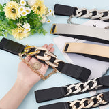6Pcs 6 Style Polyester Elastic Belt with Iron Quick Link Chains, Fashion Wide Waist Cinch Belt Dress Belt for Women, Black, 27~28-1/2 inch(68.5~72.5cm), 1pc/style