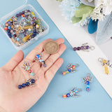 Jewelry Making Findings Kits, Angel Charm, Including 15Pcs Natural & Synthetic Gemstone Pendants amd 15Pcs Handmade Millefiori Glass Pendants,  with Antique Silver Tone Alloy Wings, 32.5~33.5x18x6mm, Hole: 6mm, 1pc/style, 30 styles