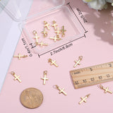 20Pcs Brass Pendants, with Jump Ring, Cadmium Free & Lead Free, Cross, Real 18K Gold Plated, 15x8x1.5mm, Hole: 3.5mm