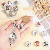 DIY Flat Round with Animal Lanyard Necklace Making Kit, Include Glass Buttons, Zinc Alloy Keychain, 304 Stainless Steel Chains Necklaces, Mixed Color, 14pcs/box
