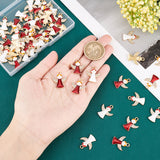 60Pcs 2 Colors Alloy Enamel Pendants, with Crystal Rhinestone, Light Gold, Cadmium Free & Nickel Free & Lead Free, Angel, Mixed Color, 21.5x18x3mm, Hole: 2mm, 30pcs/color