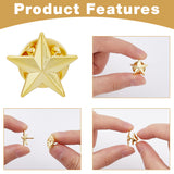 24Pcs Pentagram Alloy Brooch, Creative Badge for Backpack Clothes, Golden, 15mm, Pin: 1.1mm