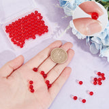 100Pcs Glass Bead, No Hole, Round, Red, 6mm