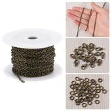 DIY Chain Bracelet Necklace Making Kit, Including Iron Textured Cable Chains, Alloy Clasps, Brass Jump Rings, Antique Bronze, Chain: 10M/bag