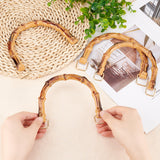 4Pcs 2 Style Plastic Imitation Bamboo Bag Handles, with Alloy Clasp, Purse Bag Making, Dark Goldenrod, 11.5~12.5x13.4~15.6x1.4~1.65cm, 2pcs/style