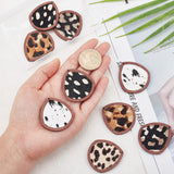 DIY Earring Making Kit, Including 10Pcs 5 Color Eco-Friendly Cowhide Leather Pendants, with Dyed Wood, Teardrop with Leopard Print, 10Pcs Iron Earring Hooks, 10Pcs Iron Open Jump Rings, Mixed Color, 41x37.5x4mm, 2Pcs/Color