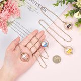 2Pcs 2 Colors Alloy Pendant Decorations, with Lucky Cat Porcelain Beads and Iron Beads Chain, Mixed Color, 59.5x0.3cm, 1pc/color