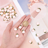 Light Gold Plated Alloy Enamel Pendants, Peach, Pearl Pink, 17x16.5x1.5mm, Hole: 1.4mm, 50pcs/box