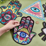 4Pcs 4 Style Computerized Embroidery Cloth Self Adhesive Sequins Patches, Stick On Patch, Costume Accessories, Appliques, with Evil Eye, Mix-shaped, Mixed Color, 260x223x1mm, 1pc/style