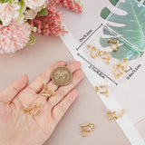 12Pcs Brass with Crystal Rhinestone Clip-on Earring Findings, Screw Earring Converters for Non-pierced Ears, with 12Pcs Silicone Clip on Earring Pads, Real 18K Gold Plated, 16x16x5mm