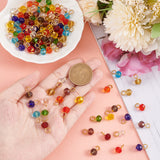 120Pcs 12 Colors Glass Charms, Faceted Rondelle, with Iron Loops, Golden, 12x8mm, Hole: 3.6mm, 10Pcs/color