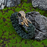 Brass EDC Beads, Parachute String Beads, Metal Charms for Knife Lanyard Keychain Bracelet, Skull, Antique Bronze, 44.5x19x13.5mm