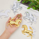 2 Pairs 2 Colors Zinc Alloy 3D Horse Badge Metal Stickers, Car Logo Decorative Stereo Decals, for Auto Car Motorcycle Logo Badge Emblem Decoration, Platinum & Golden, 74x87x7mm, 1 pair/color