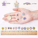 Alloy Enamel Pendants, Flower, Light Gold, Mixed Color, 30pcs/box