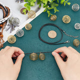 DIY Cage Pendant Necklace Making Finding Kit, Including Waxed Cord & Macrame Pouch Necklace Making, Iron Wire Pendants, Platinum & Golden, 35Pcs/box