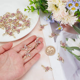 Alloy Enamel Pendants, with Rhinestone, Light Gold, Flamingo, Violet, 30x16x4mm, Hole: 1.4mm, 21pcs/box