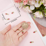 10Pcs Brass Micro Pave Cubic Zirconia Charms, with Jump Rings, Long-Lasting Plated, Strawberry, Real 18K Gold Plated, 12x6x3.5mm, Hole: 3mm