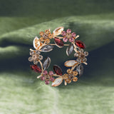 Flower Wreath Colorful Rhinestone Brooch, Alloy Lapel Pin for Backpack Clothes, Light Gold, 41x41.5x14mm