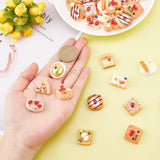 60Pcs 12 Styles Opaque Epoxy Resin Decoden Cabochons, Imitation Food, Mixed Shapes, Mixed Color, 20~27x14~24x6.5~13.5mm, 5pcs/style