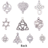 Alloy Knot Pendants and Links Set, Mix Shapes, Antique Silver, 60pcs/set