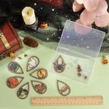DIY Halloween Drop Earring Making Kit, Including Candy & Ghost & Spider Wood Big Pendants & Stud Earring Findings, Brass Jump Rings, Plastic Ear Nuts, Mixed Color, 72Pcs/box