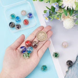 12pcs 6 colors Luminous Handmade Gold Sand Lampwork Beads, Round, Mixed Color, 16mm, Hole: 2mm, 2pcs/color