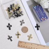 24Pcs 6 Colors Alloy Pendants, with Rhinestone, Cross Charms, Mixed Color, 29x20.5x4mm, Hole: 1.6mm, 4Pcs/color