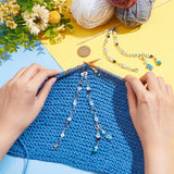 Glass & Acrylic Beaded Knitting Row Counter Chains, with Alloy Enamel Owl Charm, Light Sky Blue, 32.6~35.8cm, 2pcs/set