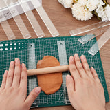 2 Sets Transparent Acrylic Clay Press Board, Clay Craft Tools, Rectangle with Triangle/Square/Hexagon, Clear, 20x2x0.2~0.6cm, 5pcs/set