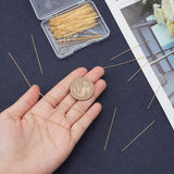 100Pcs Brass Flat Head Pins, Real 18K Gold Plated, 50x0.8mm, 20 Gauge, Head: 2mm