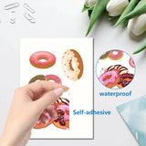 8 Sheets 8 Styles PVC Waterproof Wall Stickers, Self-Adhesive Decals, for Window or Stairway Home Decoration, Donut, 200x145mm, 1 sheet/style