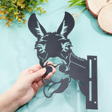 Iron Peeping Donkey Metal Art Farm Garden Decor, with Screws, for Outdoor Garden Decoration, Electrophoresis Black, 300x200mm, Hole: 4.8mm