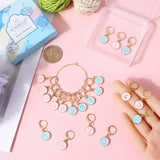 Flat Round with Number Alloy Enamel Pendant Stitch Markers, Crochet Leverback Hoop Charms, Locking Stitch Marker with Wine Glass Charm Ring, Mixed Color, 3cm, 2 color, 10pcs/color, 20pcs/box