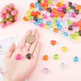 100Pcs 10 Colors Valentine's Day Transparent Resin Pendants, with Platinum Tone Iron Loops, Heart, Mixed Color, 16.5x17x9.5mm, Hole: 1.8mm, 10pcs/color