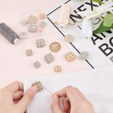 16Pcs 4 Style 1-Hole Alloy Button, with Rhinestone and ABS Plastic Imitation Pearl, Square, Platinum & Light Gold, 14.5~20.5x14.5~20.5x7~8mm, Hole: 1.8~2mm, 4pcs/style