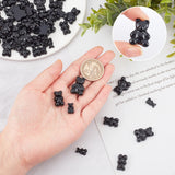 60Pcs 3 Style Resin Cabochons, Bear, Black, 20pcs/style