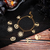 12Pcs 6 Style 201 Stainless Steel Pendants, Mixed Shapes, Golden, 2pcs/style