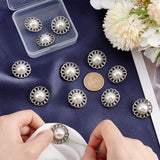 Alloy Shank Buttons, with Acrylic Imitation Pearl Beads, Flower, Platinum, 25x12.5mm, Hole: 2mm, 12pcs/box