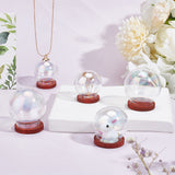 6 Sets 3 Style Glass Dome Cover, Decorative Display Case, Cloche Bell Jar Terrarium with Wood Base, and 10Pcs 2 Color Plastic Bead Cap Pendant Bails, Mixed Color, Jar: 30.5~40x35~44mm, Bail: 7x10mm, Hole: 2mm